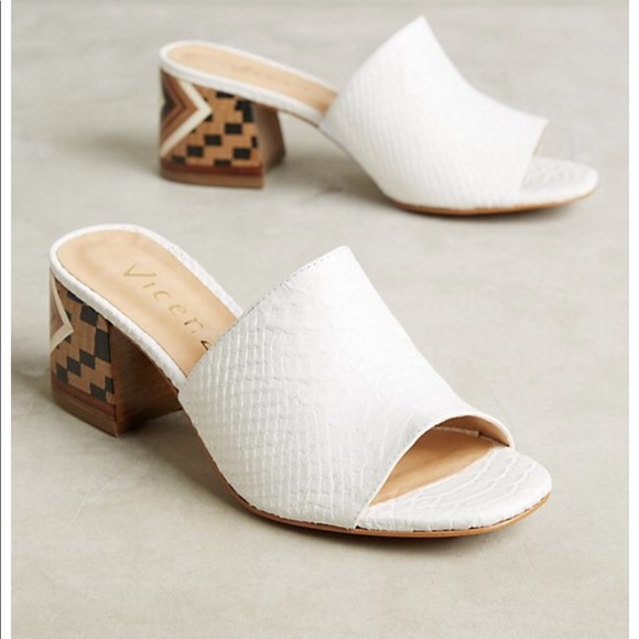 Anthropologie Shoes - Anthropologie White Mules detail heels size 39